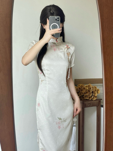 新中式少女提花丝绸旗袍2024春夏复古民国风高级感年轻款日常可穿