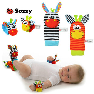 婴儿动物手表带宝宝手腕带袜子带摇响铃很可爱婴儿玩具