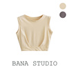 BANA外贸原单出口欧美设计感收腰高腰短款无袖背心t恤运动上衣女