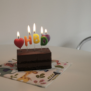 生日快乐HBD字母爱心蜡烛韩国ins网红彩色自制创意甜品小蛋糕装饰