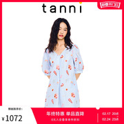 tanni2023夏季氛围感少女减龄泡泡袖A版V领连衣裙TL11DR076B