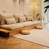 日式沙发实木框架客厅小户型，北欧简约储物三人地台布艺原木侘寂风