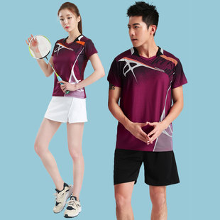 羽毛球上衣男短袖女速干运动套装，气排球比赛训练定制乒乓球衣队服