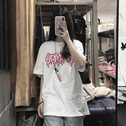 原宿港风女装上衣女紫色，日系短袖t恤2022年夏季宽松韩版学生