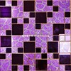 紫色水晶玻璃镜面马赛克墙贴酒店KTV背景墙瓷砖吧台装修背胶自粘