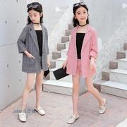 女童西装三件套2023年夏季韩版长款儿童西服，两件套大童洋气潮