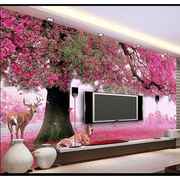 欧式简约3d立体壁画客厅沙发，电视背景墙壁纸卧室，温馨浪漫粉色墙纸