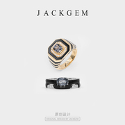 JACKGEM珠宝 伯爵 天然尖晶石戒指复古宝石戒指男款钻石戒指男O2