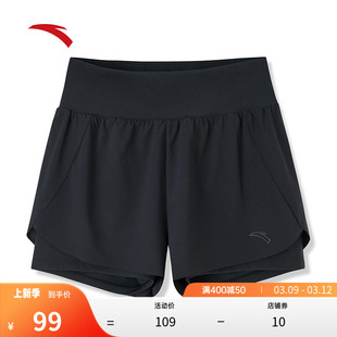 安踏速干裤丨运动短裤女士夏季梭织跑步健身五分裤假两件运动短裤