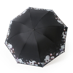 红叶洋伞三折黑胶加强防紫外线遮阳伞防晒伞水墨画加固晴雨伞