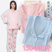 大码200斤孕妇月子服春夏薄款纯棉纱布3456月份产后喂奶哺乳睡衣