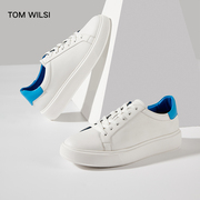 TOM WILSI男鞋商务西装小白鞋真皮白色男士板鞋百搭休闲皮鞋夏季