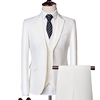职业装男士西服三件套大码马甲外套西裤婚礼西装白色修身礼服套装