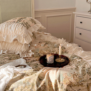 downton法式复古床上四件套，纯棉全棉奶油，公主风床品床单被套床裙