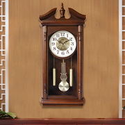 实木挂钟中式客厅家用丽声，古典报时钟复古中国风老式钟表静音摆钟