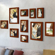 简约实木照片墙相片墙相框，挂墙客厅装饰创意组合免打孔洗照片