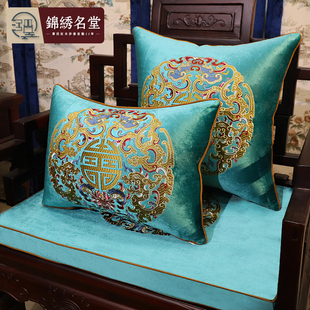 中式红木沙发坐垫古典实木家具垫防滑罗汉床垫子五件套中国风绒布