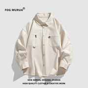 fogmurua男士衬衫夹克，春季高品质工装开衫外套，日系休闲薄款秋装