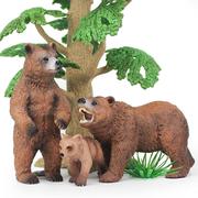 仿真实心塑胶野生动物模型玩具棕熊一家套装狗熊儿童认知摆件礼物
