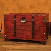 特大号复古木箱子长方形储物收纳箱家用带锁做旧装饰道具箱小定制