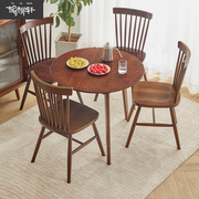 实木餐桌现代简约圆餐桌家用餐桌椅组合小户型，吃饭桌子洽谈桌圆桌