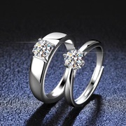 astar莫桑石钻戒(石钻戒)18k白金情侣男女，对戒一对纯银求婚结婚礼物戒指