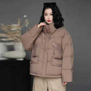 短款羽绒服女黑色2024冬季韩版加厚小个子90白鸭绒面包服外套