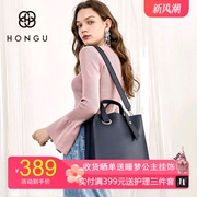 HONGU红谷2024女包牛皮手提包简约气质单肩包女大容量托特包
