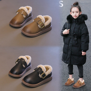 女童棉鞋2023冬季儿童加绒加厚豆豆鞋小女孩，鞋子宝宝保暖皮鞋