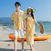 情侣装夏装旅游度假花衬衫短袖t恤海南三亚海边度假沙滩裙连衣裙
