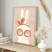 儿童房装饰画女孩壁画卧室背景墙画卡通动物可爱壁画小猫兔子挂画