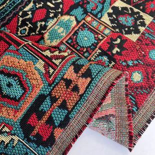 2米民族风色织布加厚沙发盖布特色桌布，抱枕露营地毯面料