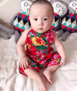 端午节肚兜夏婴儿宝宝东北大花布衣服中国风儿童肚围套装护肚睡衣