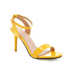 欧美时尚糖果色漆皮细跟凉鞋黄色，高跟鞋大码44454647484950