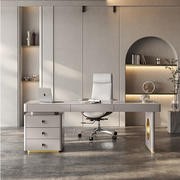现代简约岩板书桌轻奢办公桌，设计师高端台式电脑桌家用写字台