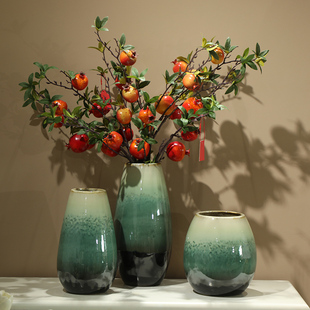 翡翠绿新中式陶瓷花瓶插花客厅摆件高款中款客厅玄关软装饰品水培