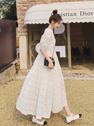 白色连衣裙女夏季2023韩版设计感小众，仙女长裙到脚踝超长款