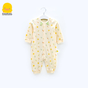 黄色小鸭婴儿连体衣宝宝春秋纯棉哈衣3-6-18个月男女宝宝长袖爬服