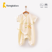 童泰新生儿衣服纯棉薄款蝴蝶衣0-3个月宝宝短袖连体偏开系带夏季