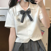 jk制服短袖衬衫女日系夏季百搭外穿学院风少女短款上衣百褶裙套装