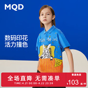 MQD童装男童2022年夏季满版卡通POLO衫儿童韩版斑马短袖T恤潮