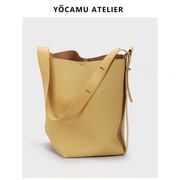 yocamu真皮水桶包女大容量，单肩斜挎包通勤软皮包包2024大包