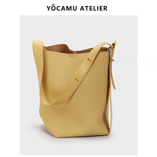 YOCAMU真皮水桶包女大容量单肩斜挎包通勤软皮包包2024大包