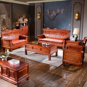 红椿木雕b刻沙发全实木沙发茶几电视柜组合中式客厅家用仿古农村