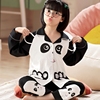 韩版熊猫开衫女童休闲卡通纯棉长袖春秋季女孩儿童时尚家居服套装