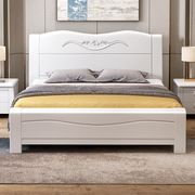 全实木床现代简约工厂白色双人床1.8米主卧婚床小户型单人床