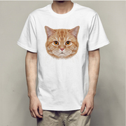 3d动物图案欧美潮牌印花夏季t恤男装哈士奇狗，猫咪宠物中国风短袖