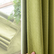 橄榄茶绿色法式轻奢风简约客厅卧室遮光丝绒窗帘布天鹅绒复古遮阳