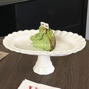 法式花边陶瓷高脚蛋糕盘ins风，椭圆形下午茶甜品点心盘精致展示盘