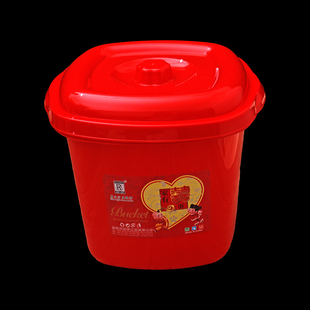 婚庆用品大红色米桶喜桶福桶塑料，米斗米缸厨房储米盛米结婚红米桶